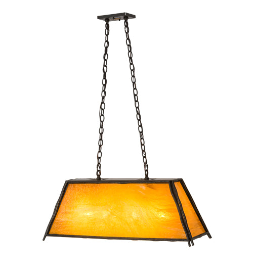 Meyda Lighting Sticks 36" 4-Light Timeless Bronze Island Pendant Light With Honey Art Shade Glass