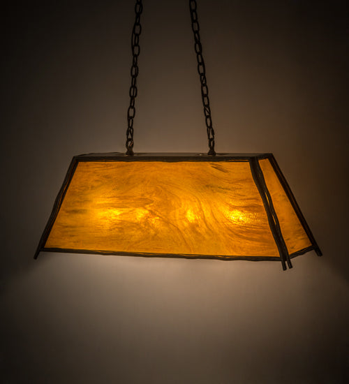 Meyda Lighting Sticks 36" 4-Light Timeless Bronze Island Pendant Light With Honey Art Shade Glass