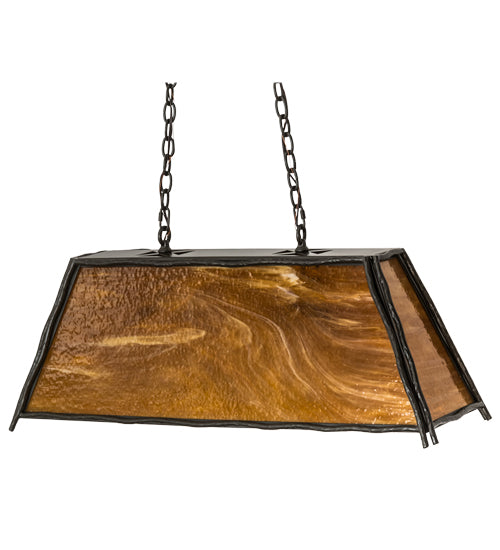 Meyda Lighting Sticks 36" 4-Light Timeless Bronze Island Pendant Light With Honey Art Shade Glass