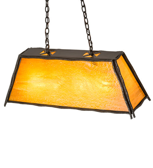 Meyda Lighting Sticks 36" 4-Light Timeless Bronze Island Pendant Light With Honey Art Shade Glass