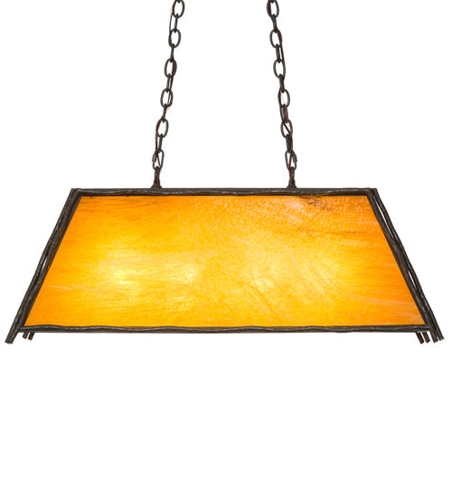Meyda Lighting Sticks 36" 4-Light Timeless Bronze Island Pendant Light With Honey Art Shade Glass