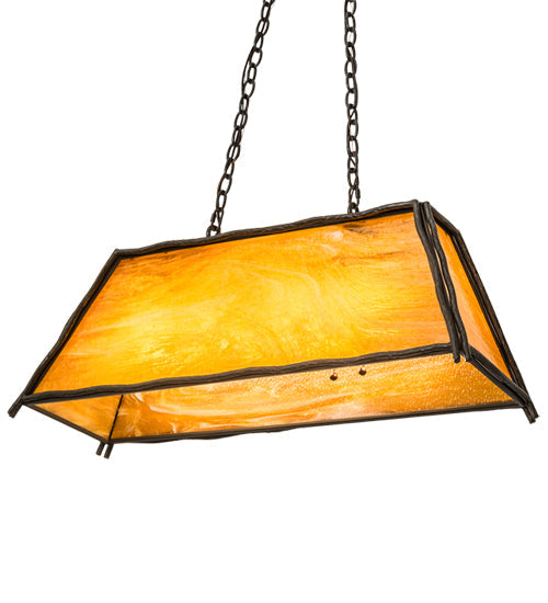 Meyda Lighting Sticks 36" 4-Light Timeless Bronze Island Pendant Light With Honey Art Shade Glass