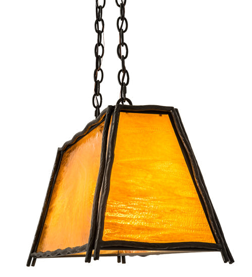Meyda Lighting Sticks 36" 4-Light Timeless Bronze Island Pendant Light With Honey Art Shade Glass
