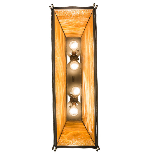 Meyda Lighting Sticks 36" 4-Light Timeless Bronze Island Pendant Light With Honey Art Shade Glass