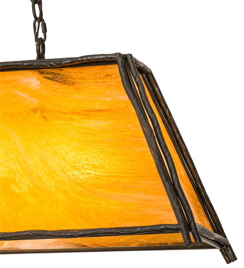 Meyda Lighting Sticks 36" 4-Light Timeless Bronze Island Pendant Light With Honey Art Shade Glass