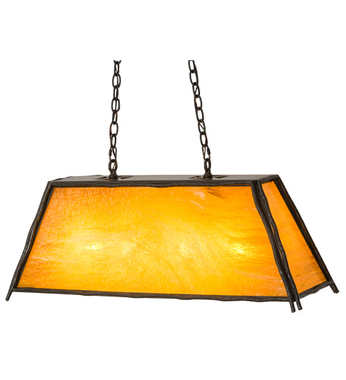Meyda Lighting Sticks 36" 4-Light Timeless Bronze Island Pendant Light With Honey Art Shade Glass