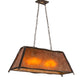 Meyda Lighting Sticks 37" 6-Light Antique Copper Island Pendant Light With Amber Mica Shade Glass