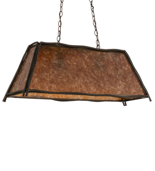Meyda Lighting Sticks 37" 6-Light Antique Copper Island Pendant Light With Amber Mica Shade Glass