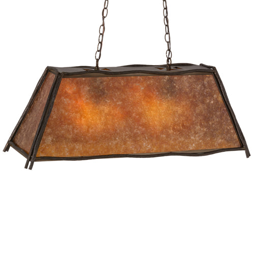 Meyda Lighting Sticks 37" 6-Light Antique Copper Island Pendant Light With Amber Mica Shade Glass