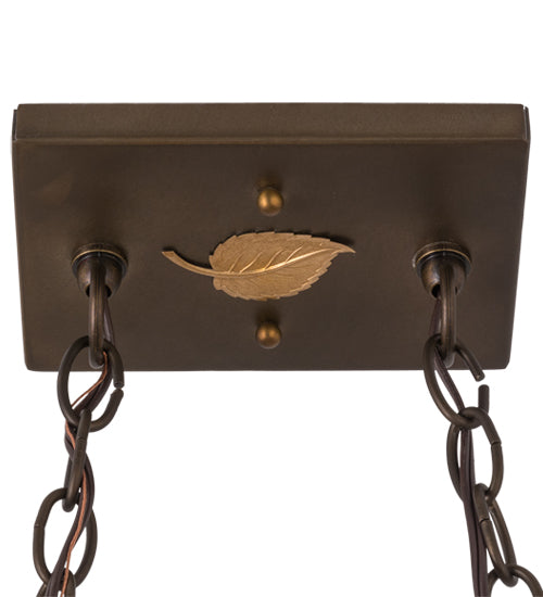 Meyda Lighting Sticks 37" 6-Light Antique Copper Island Pendant Light With Amber Mica Shade Glass