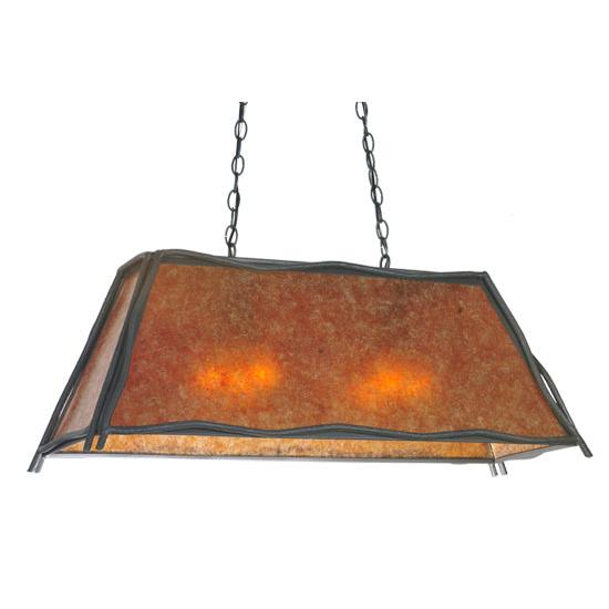 Meyda Lighting Sticks 37" 6-Light Wrought Iron Island Pendant Light With Amber Mica Shade Glass
