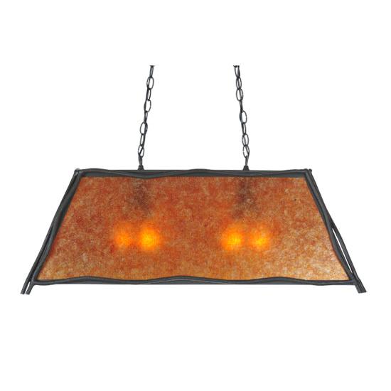 Meyda Lighting Sticks 37" 6-Light Wrought Iron Island Pendant Light With Amber Mica Shade Glass