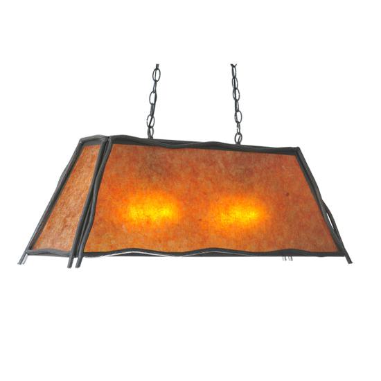 Meyda Lighting Sticks 37" 6-Light Wrought Iron Island Pendant Light With Amber Mica Shade Glass