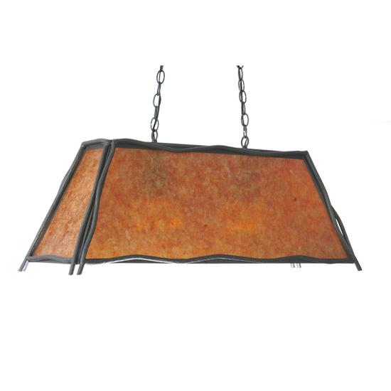Meyda Lighting Sticks 37" 6-Light Wrought Iron Island Pendant Light With Amber Mica Shade Glass