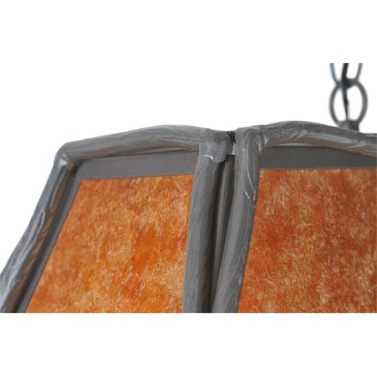 Meyda Lighting Sticks 37" 6-Light Wrought Iron Island Pendant Light With Amber Mica Shade Glass