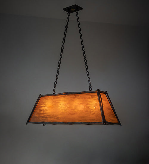 Meyda Lighting Sticks 42" 4-Light Antique Black Island Pendant Light With Honey Amber Shade Glass