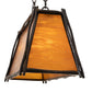 Meyda Lighting Sticks 42" 4-Light Antique Black Island Pendant Light With Honey Amber Shade Glass