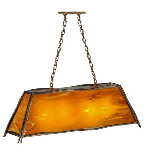 Meyda Lighting Sticks 42" 4-Light Antique Copper Island Pendant Light With Honey Amber Shade Glass