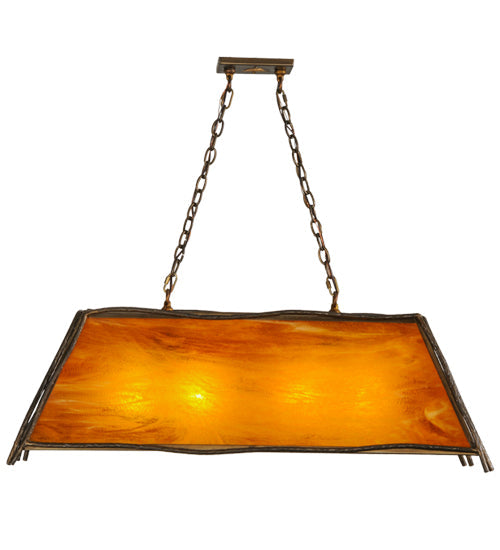 Meyda Lighting Sticks 42" 4-Light Antique Copper Island Pendant Light With Honey Amber Shade Glass