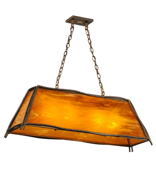 Meyda Lighting Sticks 42" 4-Light Antique Copper Island Pendant Light With Honey Amber Shade Glass