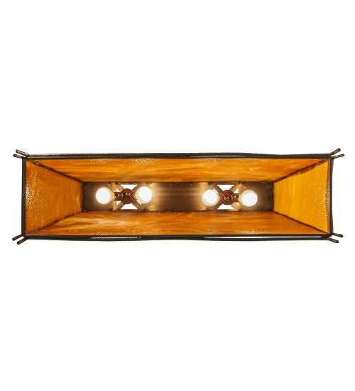 Meyda Lighting Sticks 42" 4-Light Antique Copper Island Pendant Light With Honey Amber Shade Glass