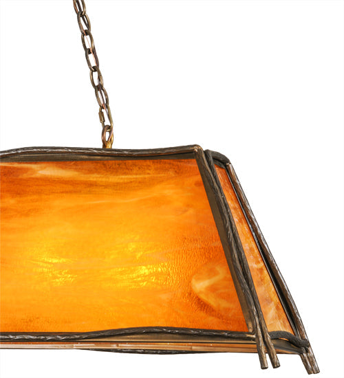 Meyda Lighting Sticks 42" 4-Light Antique Copper Island Pendant Light With Honey Amber Shade Glass