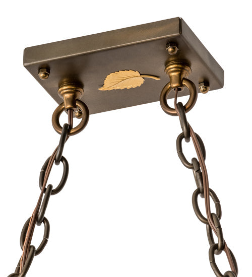 Meyda Lighting Sticks 60" 5-Light Antique Copper Island Pendant With Amber Mica Shade Glass