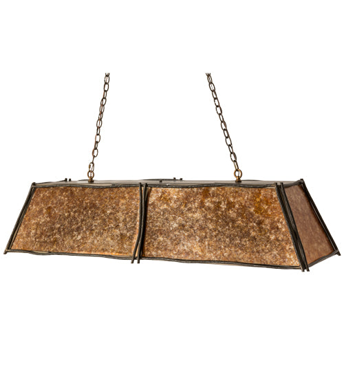 Meyda Lighting Sticks 60" 5-Light Antique Copper Island Pendant With Amber Mica Shade Glass