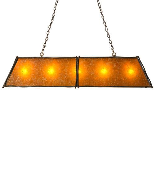 Meyda Lighting Sticks 60" 5-Light Antique Copper Island Pendant With Amber Mica Shade Glass