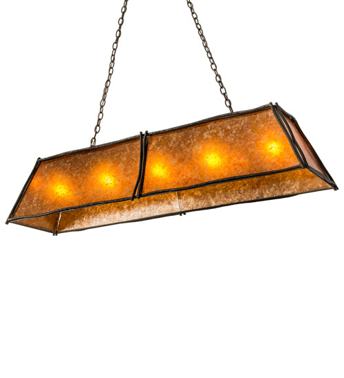 Meyda Lighting Sticks 60" 5-Light Antique Copper Island Pendant With Amber Mica Shade Glass