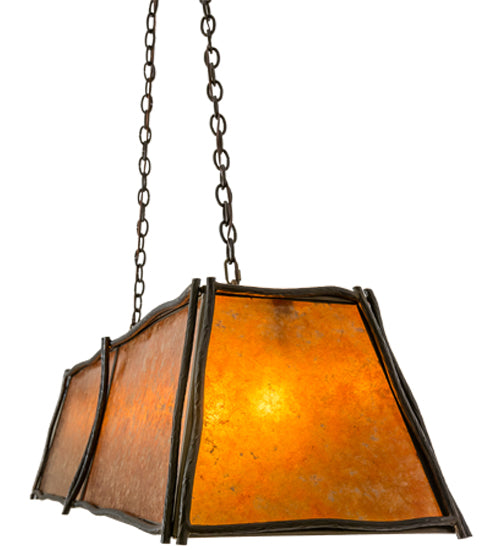 Meyda Lighting Sticks 60" 5-Light Antique Copper Island Pendant With Amber Mica Shade Glass