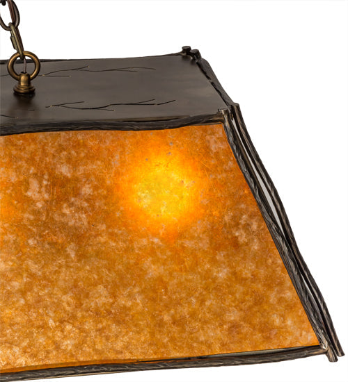 Meyda Lighting Sticks 60" 5-Light Antique Copper Island Pendant With Amber Mica Shade Glass