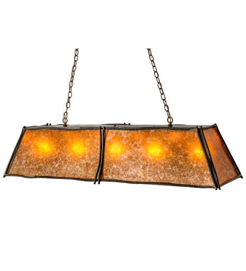 Meyda Lighting Sticks 60" 5-Light Antique Copper Island Pendant With Amber Mica Shade Glass
