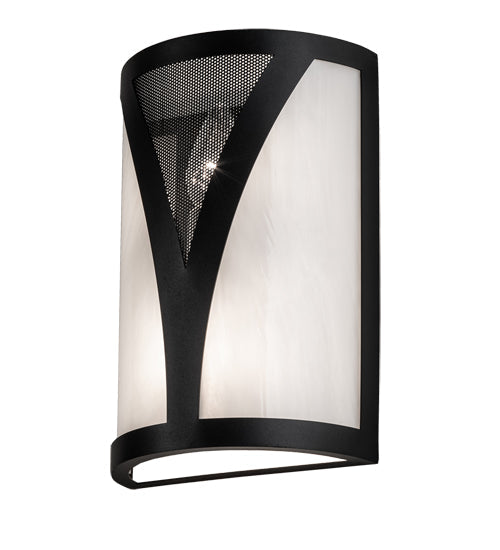 Meyda Lighting Stiletto 8" 2-Light Textured Black Wall Sconce With White Opal Shade Glass