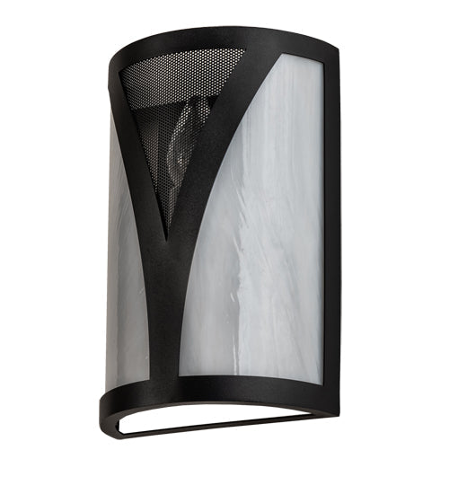 Meyda Lighting Stiletto 8" 2-Light Textured Black Wall Sconce With White Opal Shade Glass