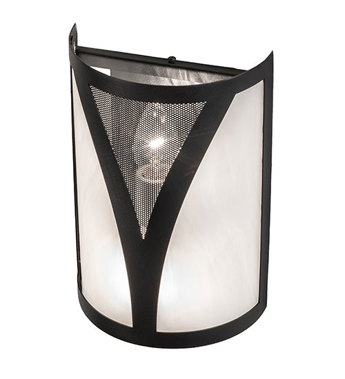 Meyda Lighting Stiletto 8" 2-Light Textured Black Wall Sconce With White Opal Shade Glass