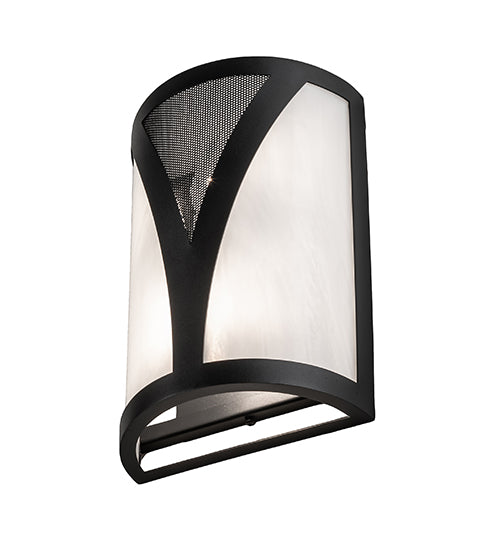 Meyda Lighting Stiletto 8" 2-Light Textured Black Wall Sconce With White Opal Shade Glass