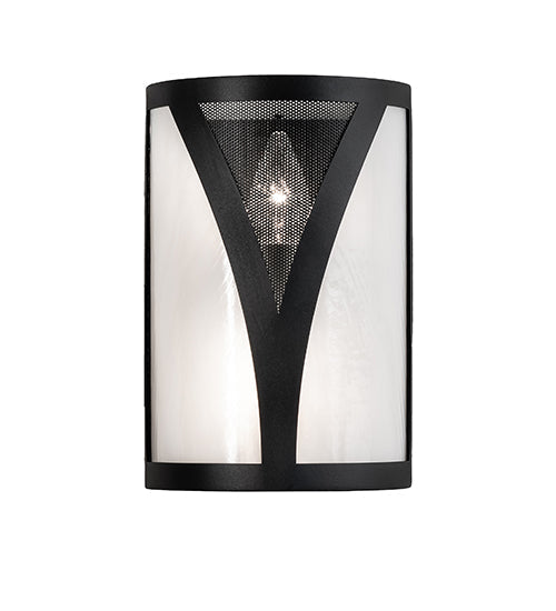 Meyda Lighting Stiletto 8" 2-Light Textured Black Wall Sconce With White Opal Shade Glass