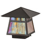 Meyda Lighting Stillwater 11" Craftsman Brown Double Bar Mission Outdoor Deck Light With Beige Iridescent Art Shade Glass