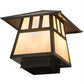 Meyda Lighting Stillwater 11" Craftsman Brown Double Bar Mission Outdoor Deck Light With Beige Iridescent Art Shade Glass