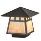 Meyda Lighting Stillwater 11" Craftsman Brown Double Bar Mission Outdoor Deck Light With Beige Iridescent Art Shade Glass