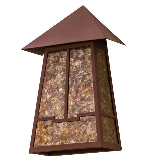 Meyda Lighting Stillwater 12" 2-Light Rust Valley View Wall Sconce With Amber Mica Shade Glass