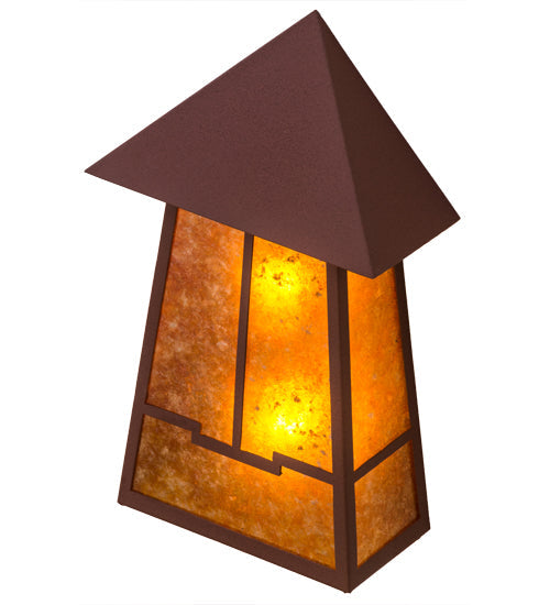 Meyda Lighting Stillwater 12" 2-Light Rust Valley View Wall Sconce With Amber Mica Shade Glass
