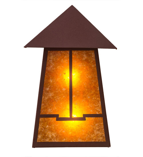 Meyda Lighting Stillwater 12" 2-Light Rust Valley View Wall Sconce With Amber Mica Shade Glass