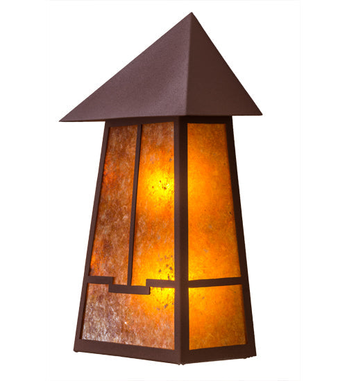 Meyda Lighting Stillwater 12" 2-Light Rust Valley View Wall Sconce With Amber Mica Shade Glass