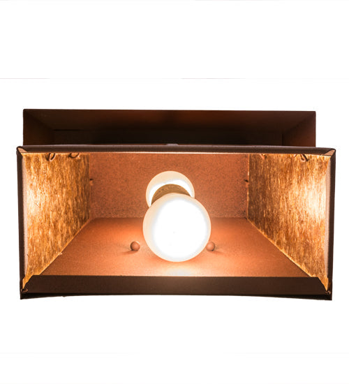 Meyda Lighting Stillwater 12" 2-Light Rust Valley View Wall Sconce With Amber Mica Shade Glass