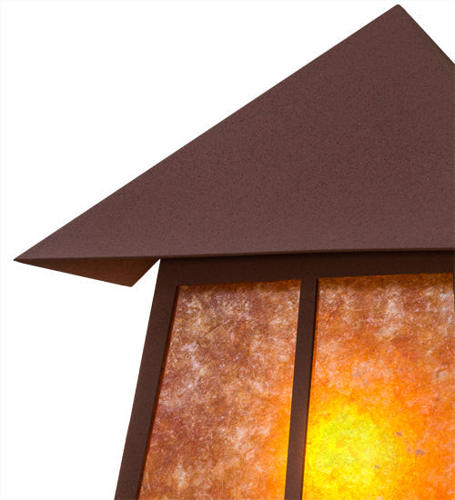 Meyda Lighting Stillwater 12" 2-Light Rust Valley View Wall Sconce With Amber Mica Shade Glass