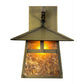 Meyda Lighting Stillwater 12" Antique Brass T Mission Hanging Wall Sconce With Amber Mica Shade Glass