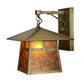 Meyda Lighting Stillwater 12" Antique Brass T Mission Hanging Wall Sconce With Amber Mica Shade Glass