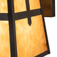 Meyda Lighting Stillwater 12" Craftsman Brown Cross Mission Straight Arm Wall Sconce With Beige Art Shade Glass